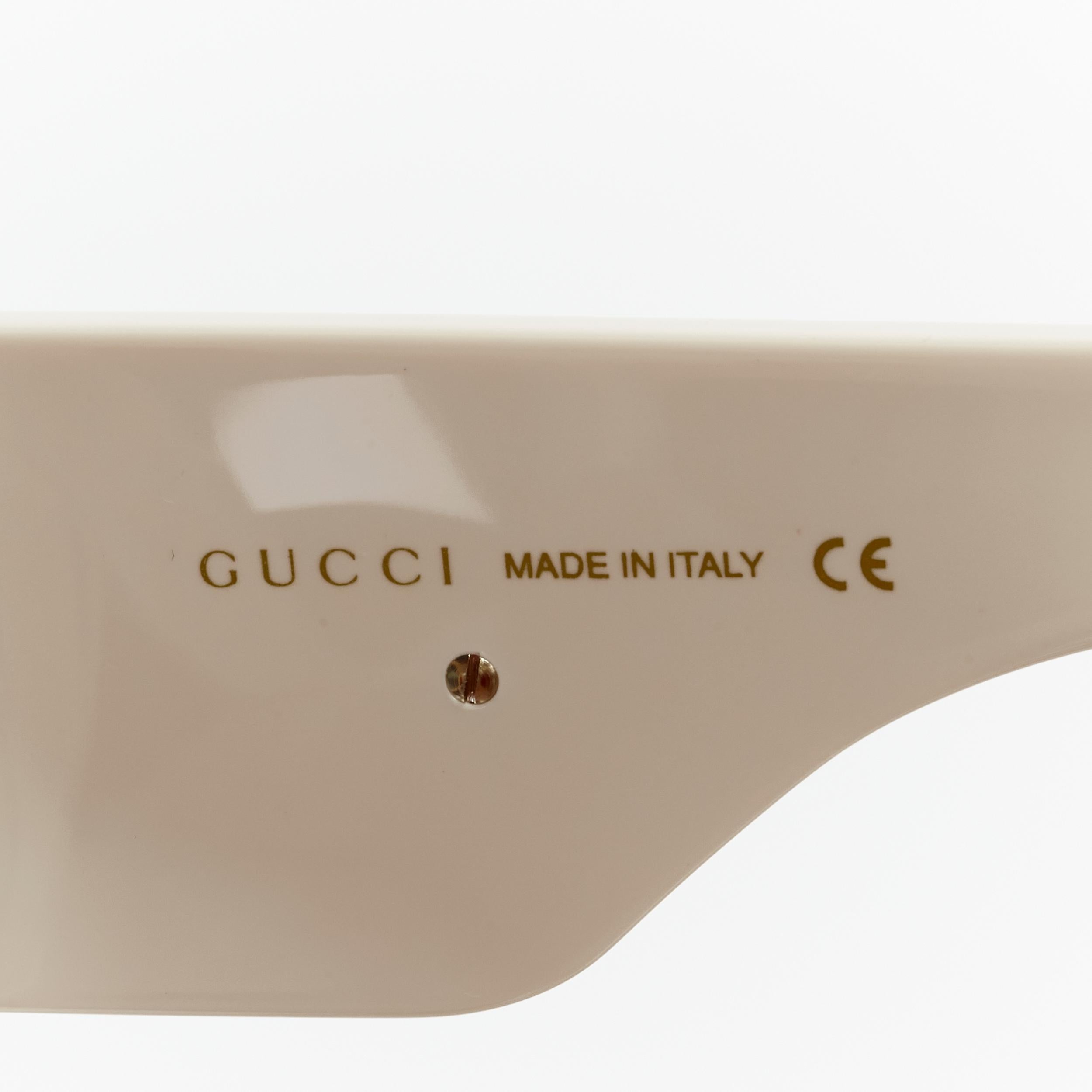GUCCI GG0144S white crystal rhinestone GG logo reflective oversized sunglasses 2