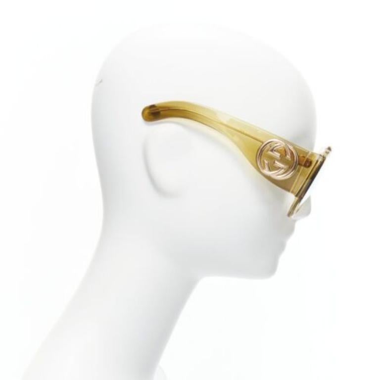 GUCCI GG0151S GG logo yellow acetate oversized GG sunglasses In Excellent Condition In Hong Kong, NT