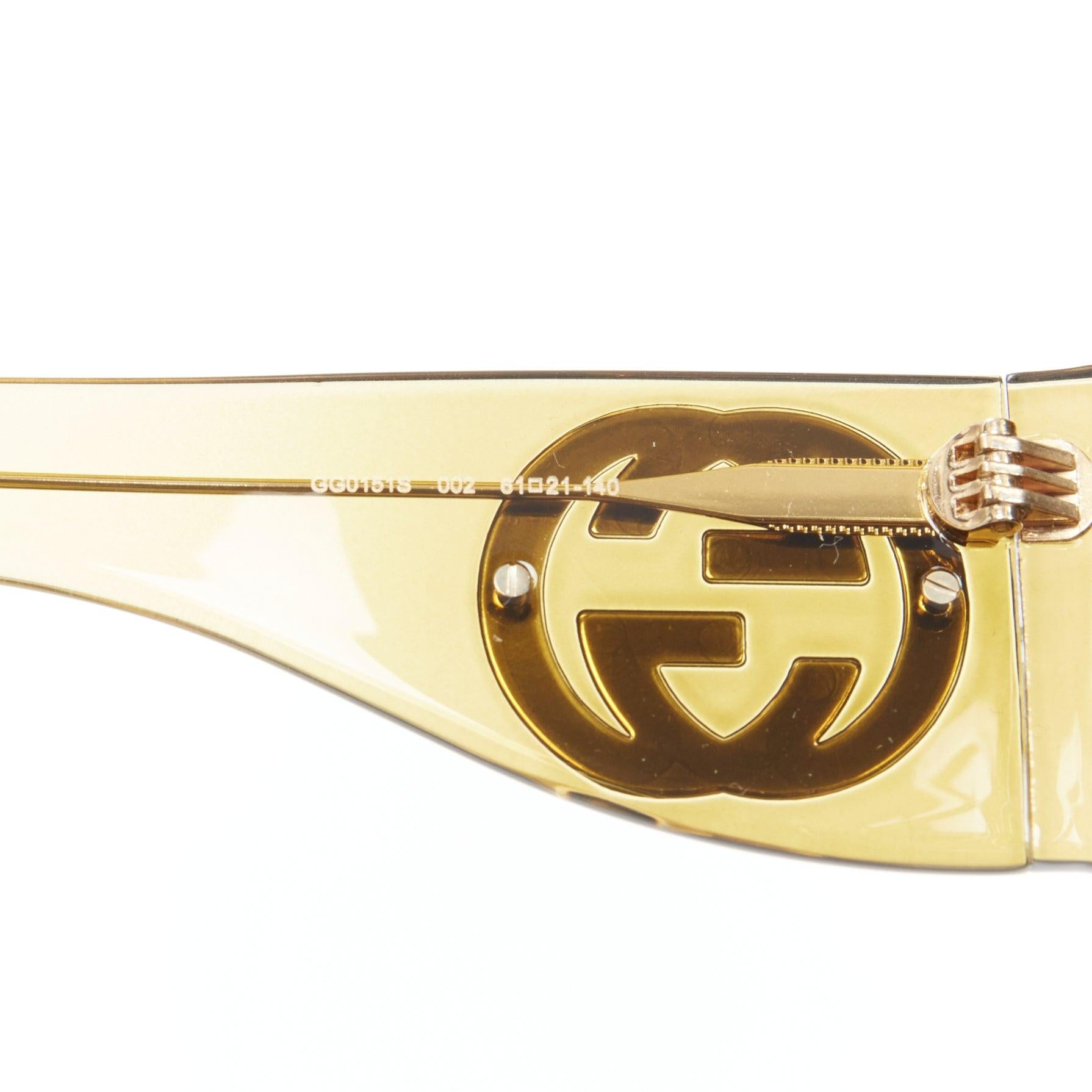 Lunettes de soleil GG0151S GG logo GG jaune acétate surdimensionné GG en vente 3