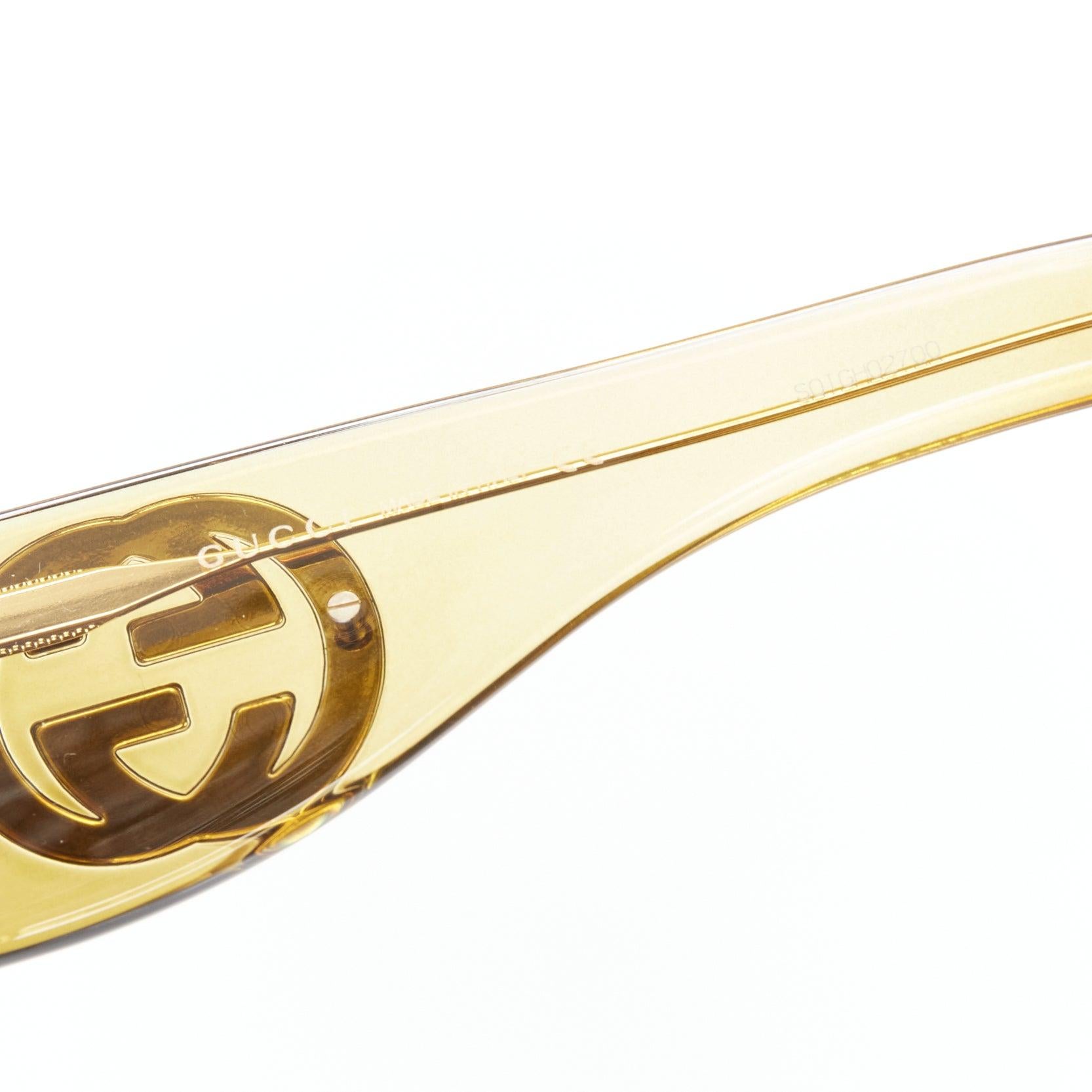 GUCCI GG0151S GG logo yellow acetate oversized GG sunglasses For Sale 4