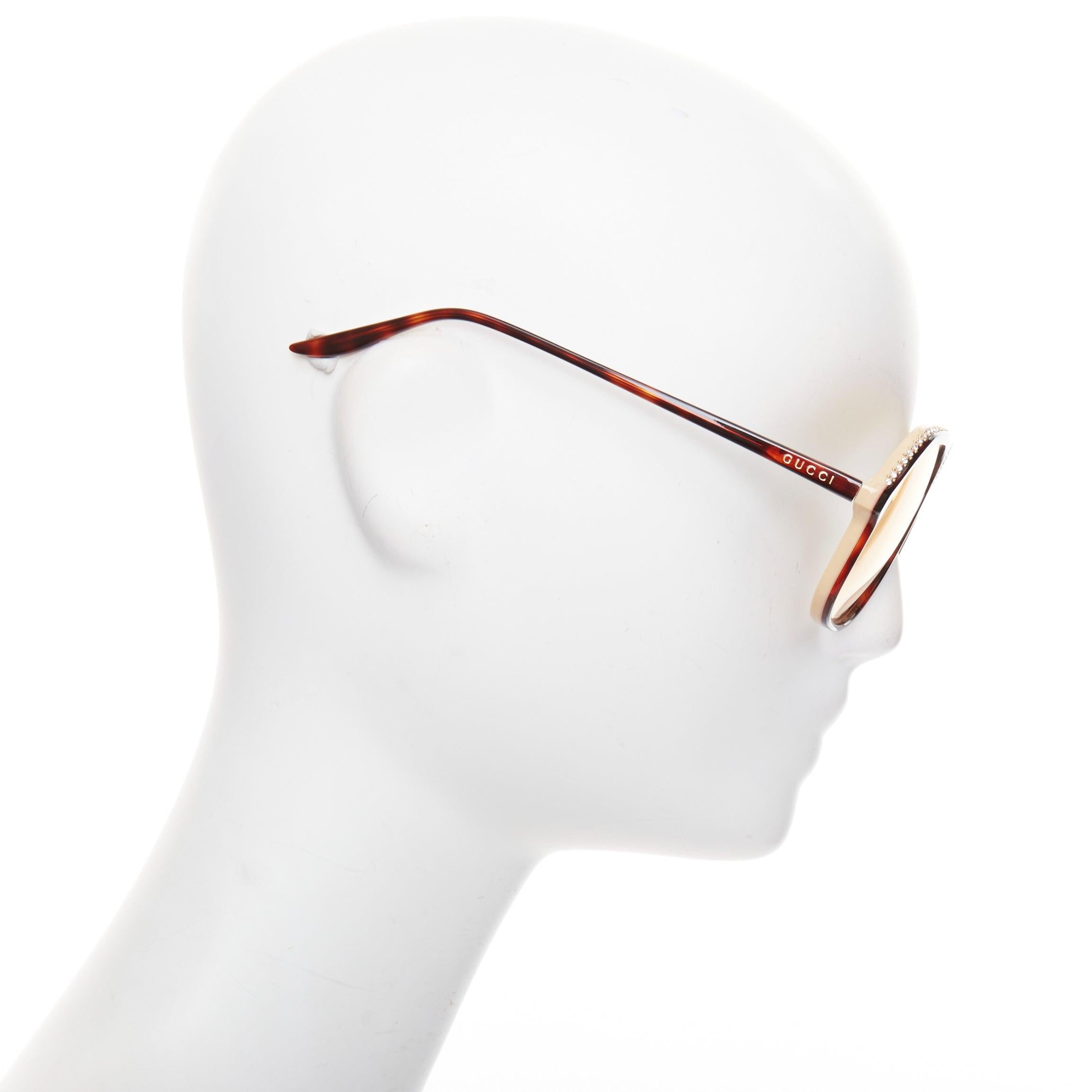 Beige Gucci GG0734S occhiali da sole in acetato tartaruga marrone con logo GG in cristallo in vendita