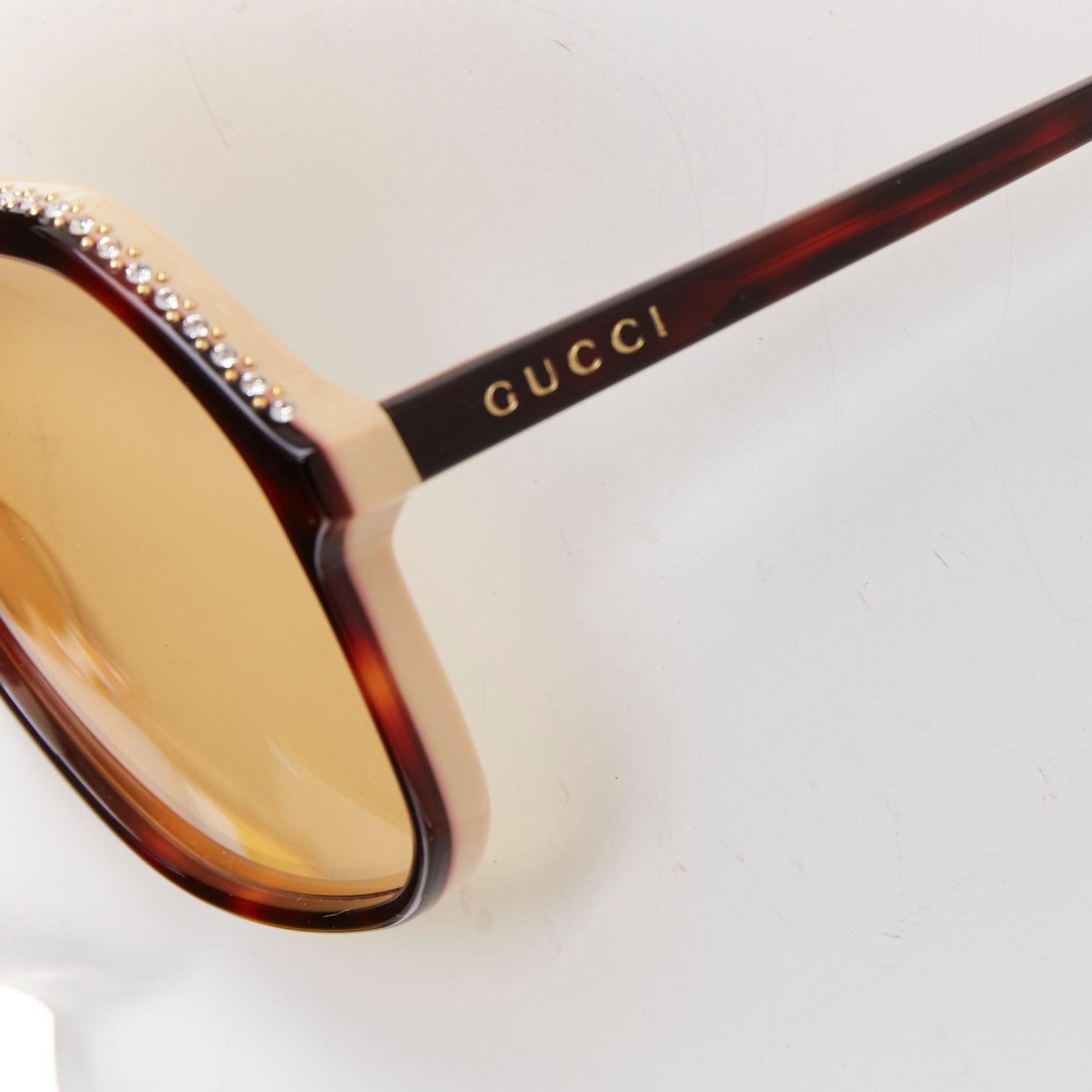 Gucci GG0734S occhiali da sole in acetato tartaruga marrone con logo GG in cristallo in vendita 1