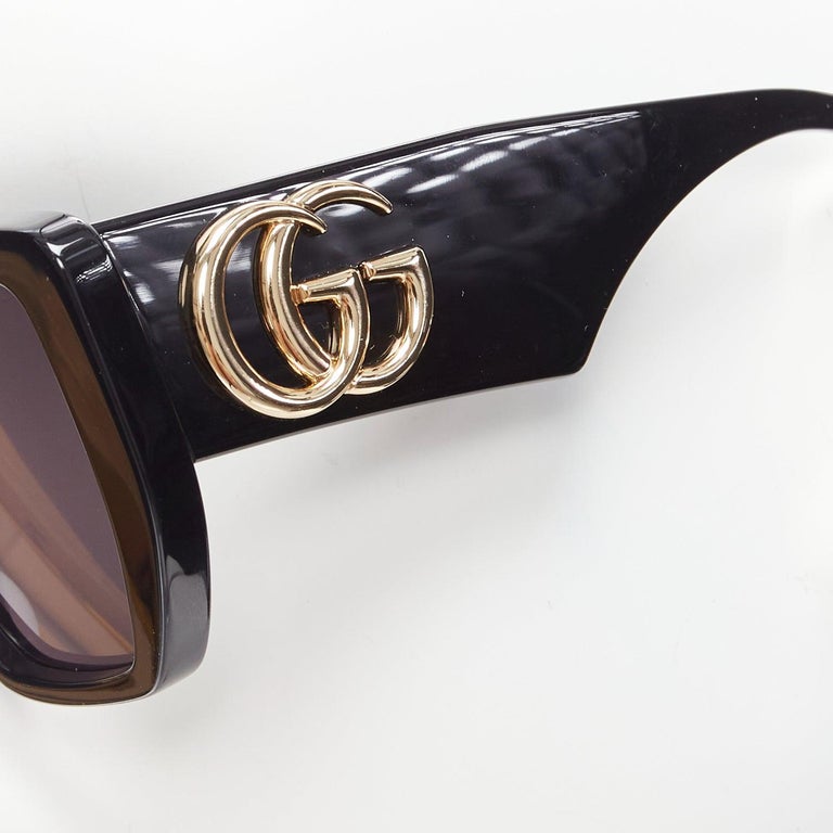 Gucci Black and Cream Square Sunglasses GUCCI GG0956S black cream cruella bicolor square oversiezd  main image 2