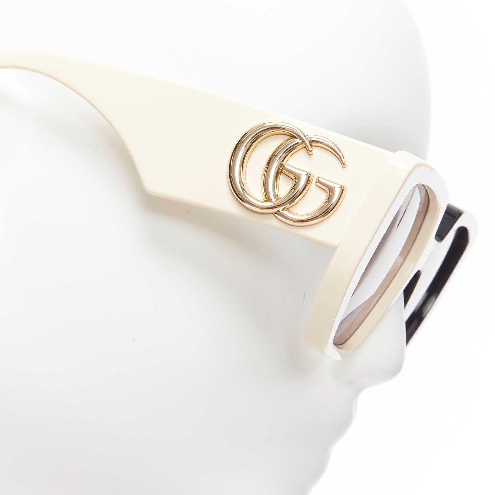 Women's GUCCI GG0956S black cream cruella bicolor square oversiezd sunnies For Sale