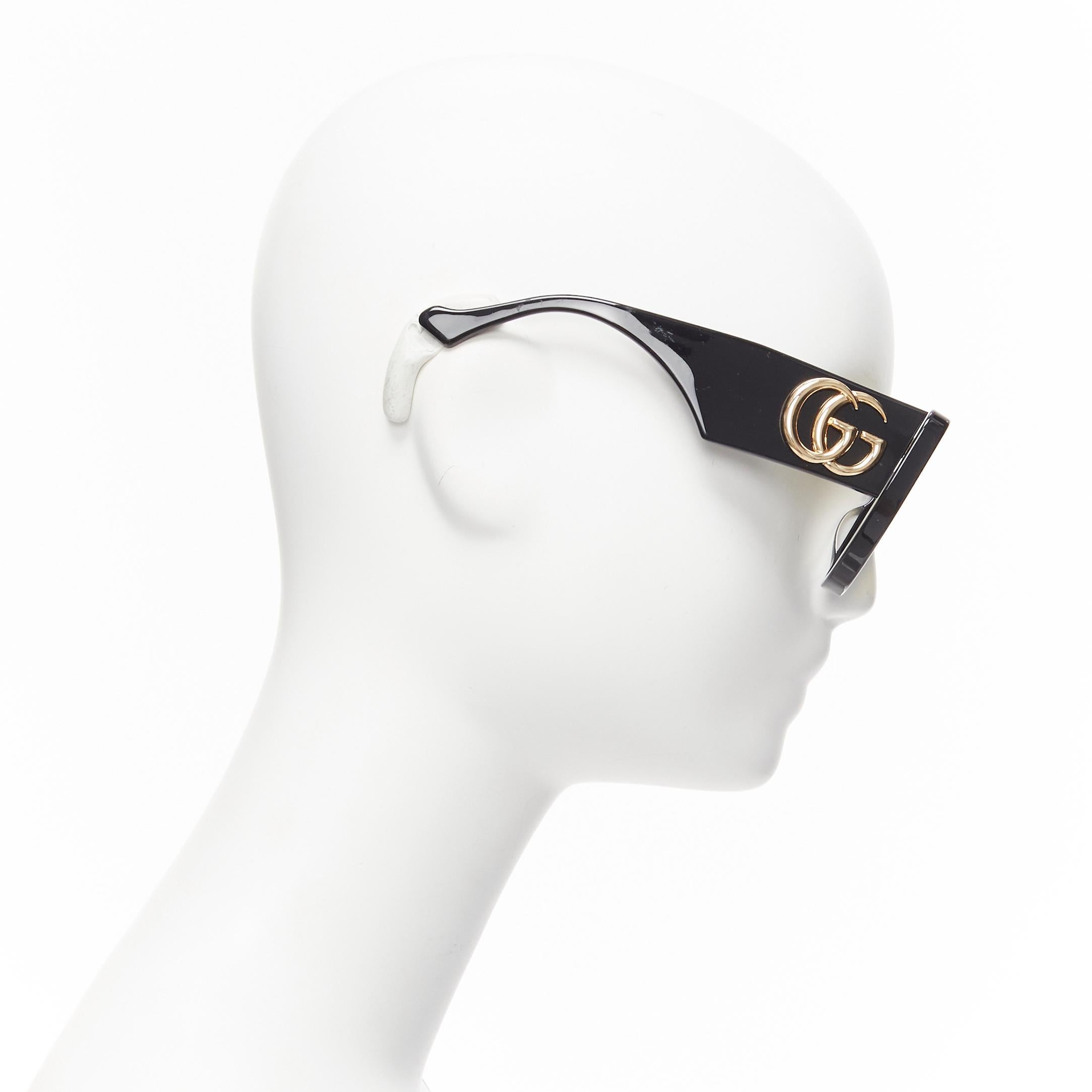 GUCCI GG0956S black gold GG logo yellow lens oversized sunglasses In Good Condition For Sale In Hong Kong, NT