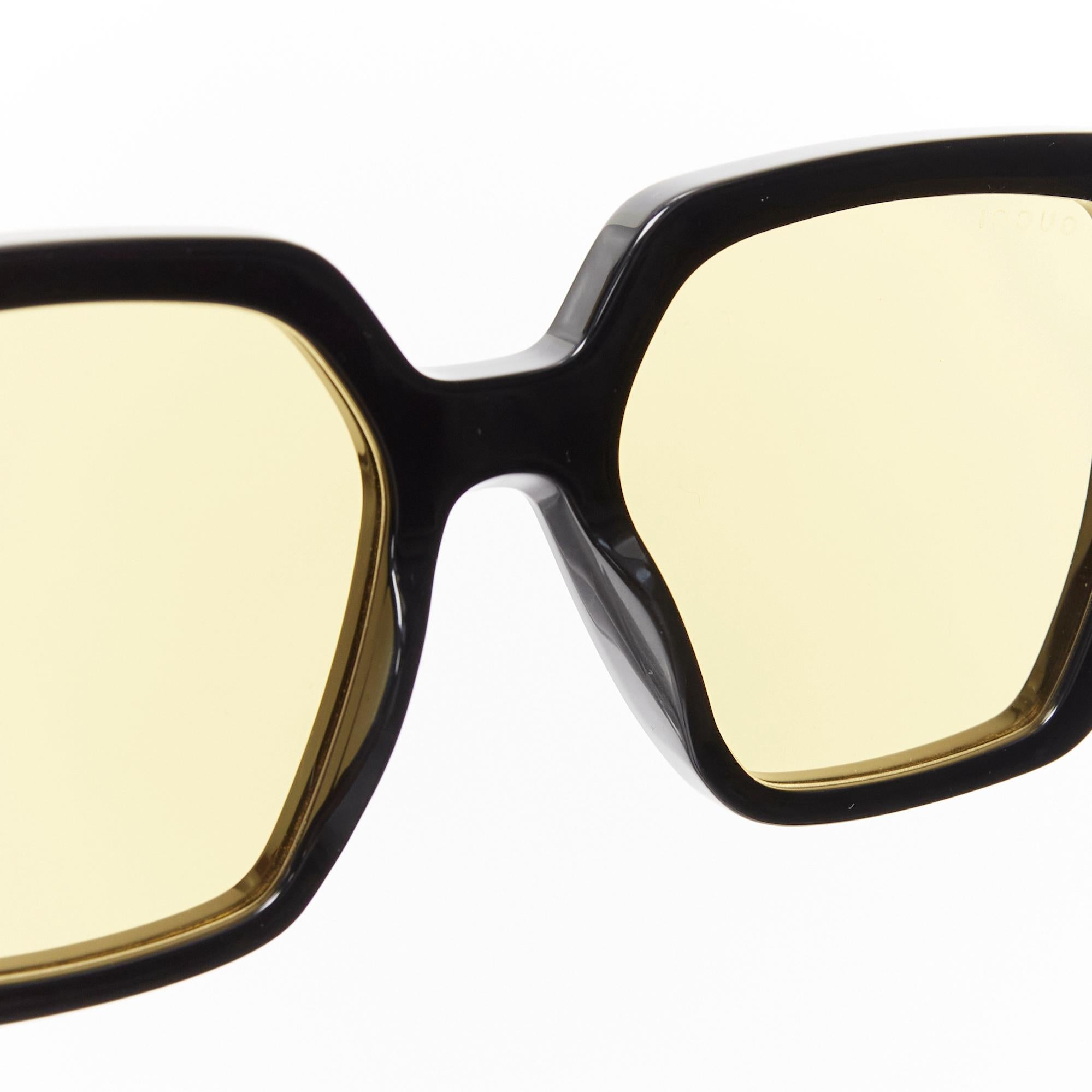 GUCCI GG0956S black gold GG logo yellow lens oversized sunglasses For Sale 2
