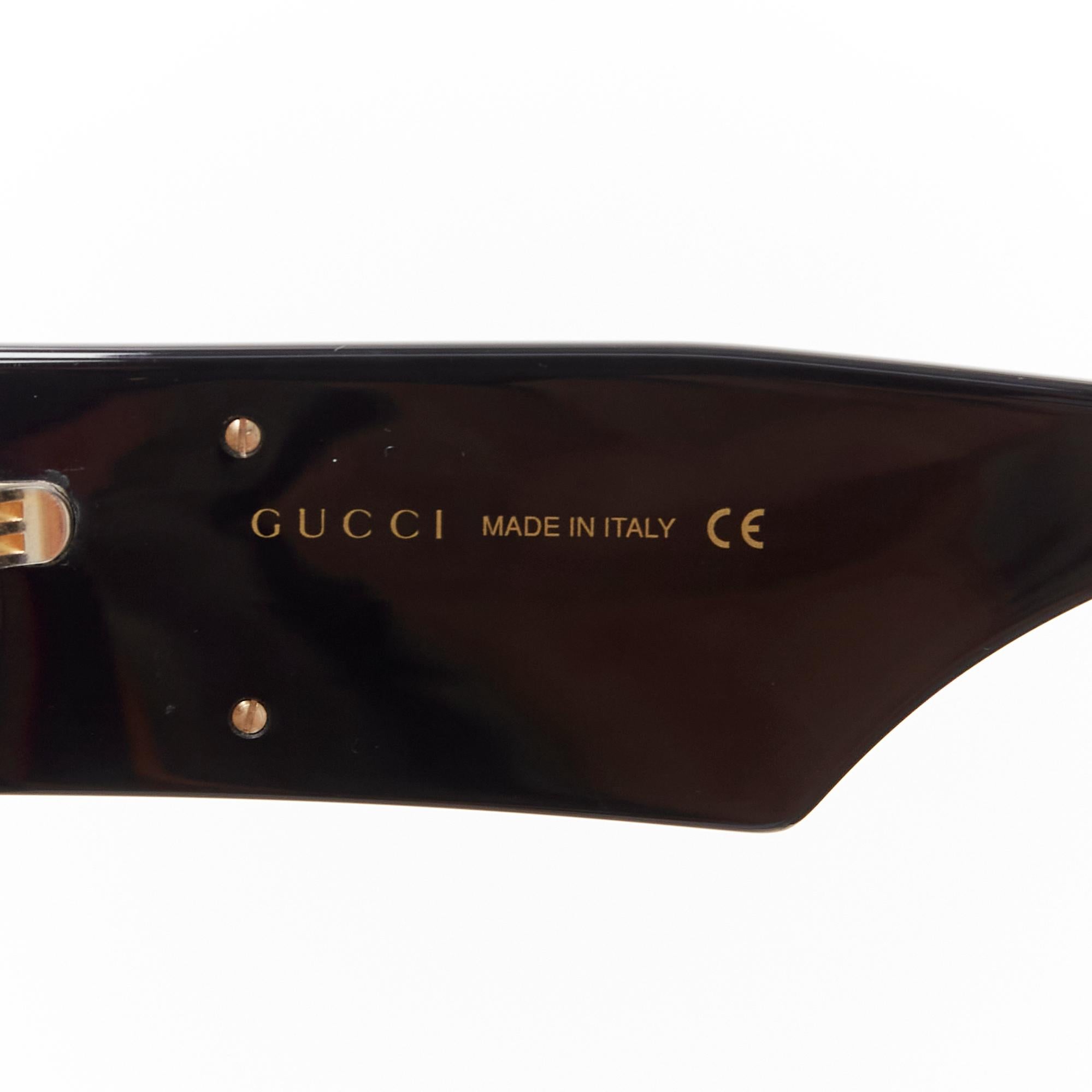 GUCCI GG0956S black gold GG logo yellow lens oversized sunglasses For Sale 2