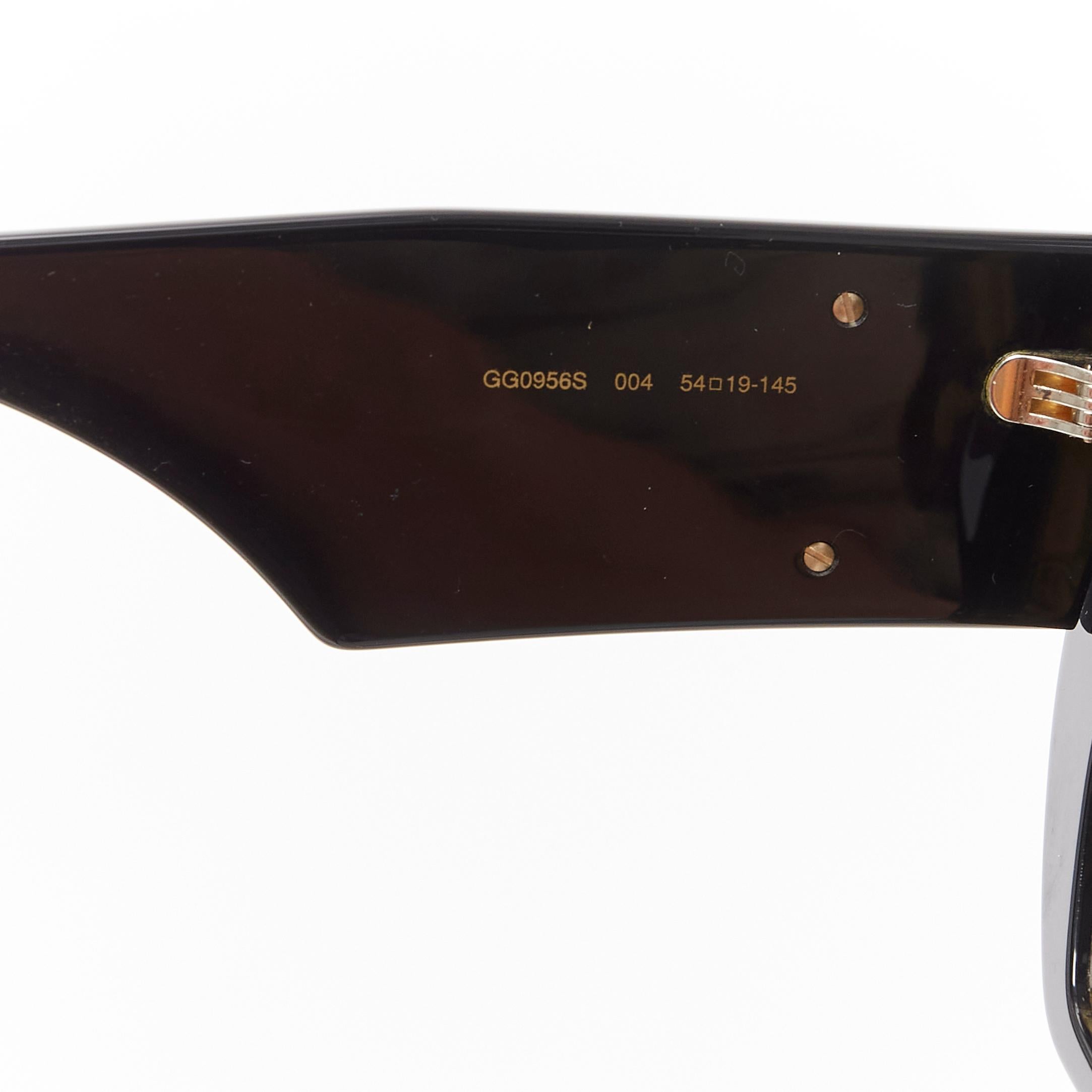 GUCCI GG0956S black gold GG logo yellow lens oversized sunglasses For Sale 3