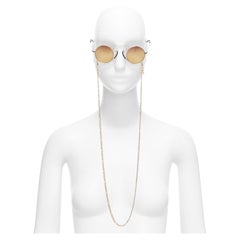 GUCCI GG0991S yellow lens black geomritc rounded sunnies with chain