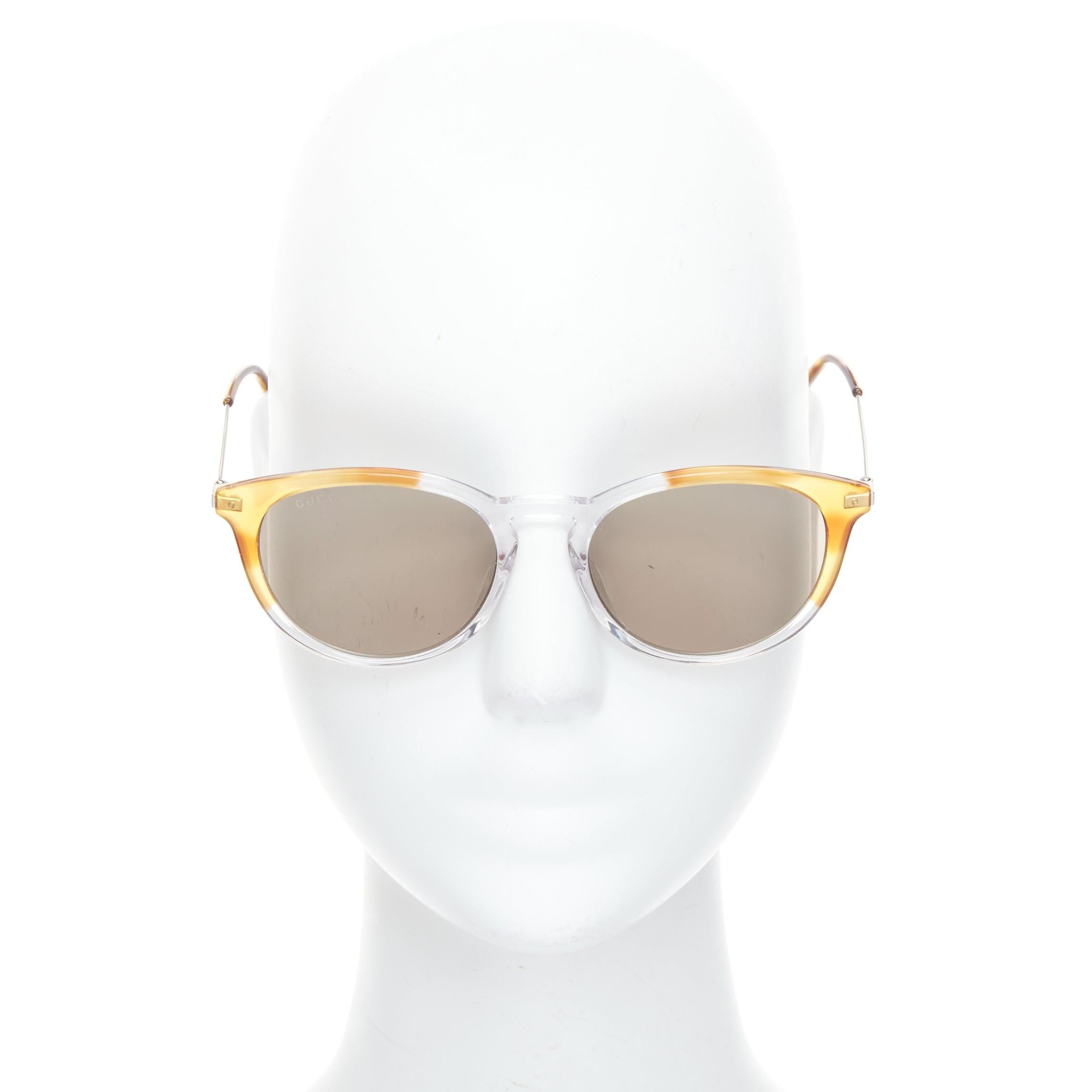 Gray GUCCI GG1048S clear brown ombre frames squoval sunglasses For Sale