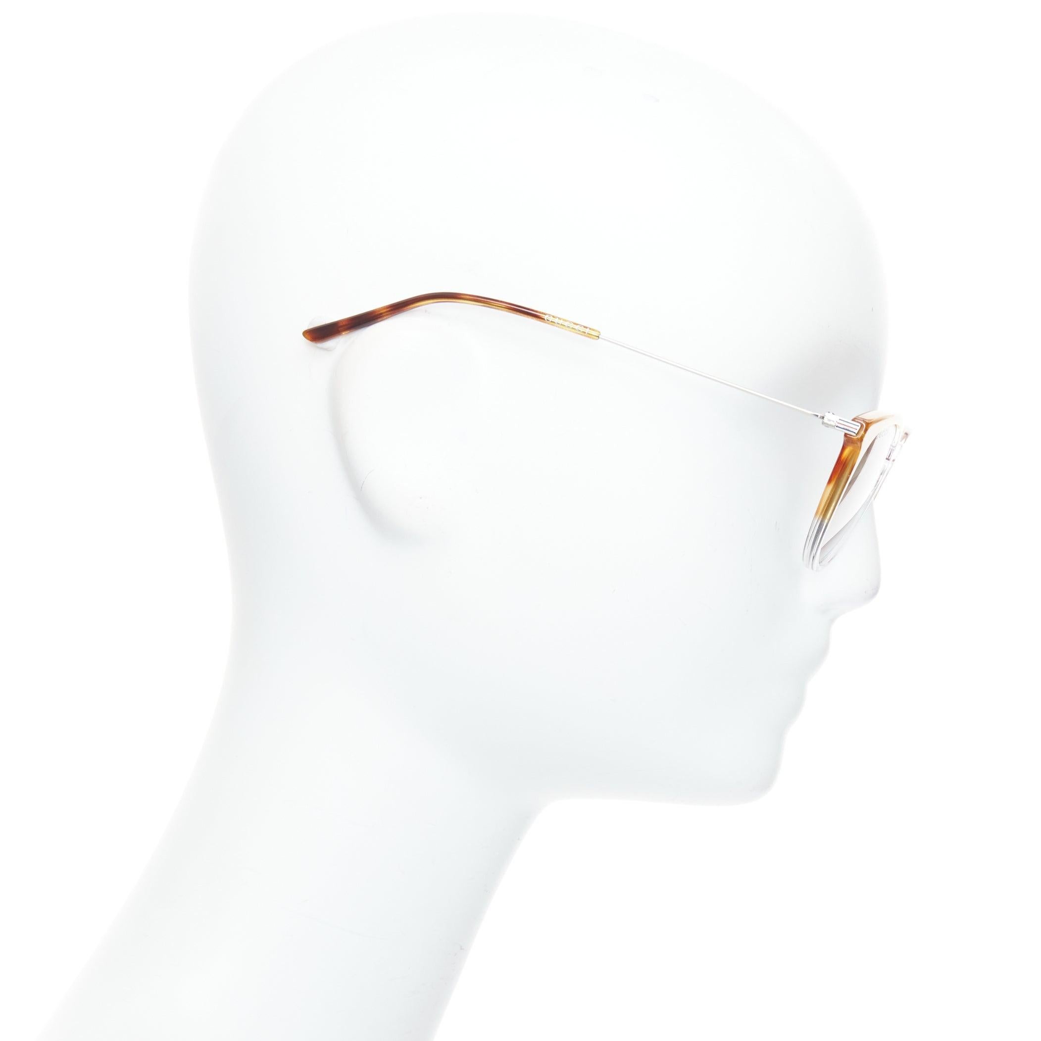GUCCI GG1048S clear brown ombre frames squoval sunglasses In Good Condition For Sale In Hong Kong, NT
