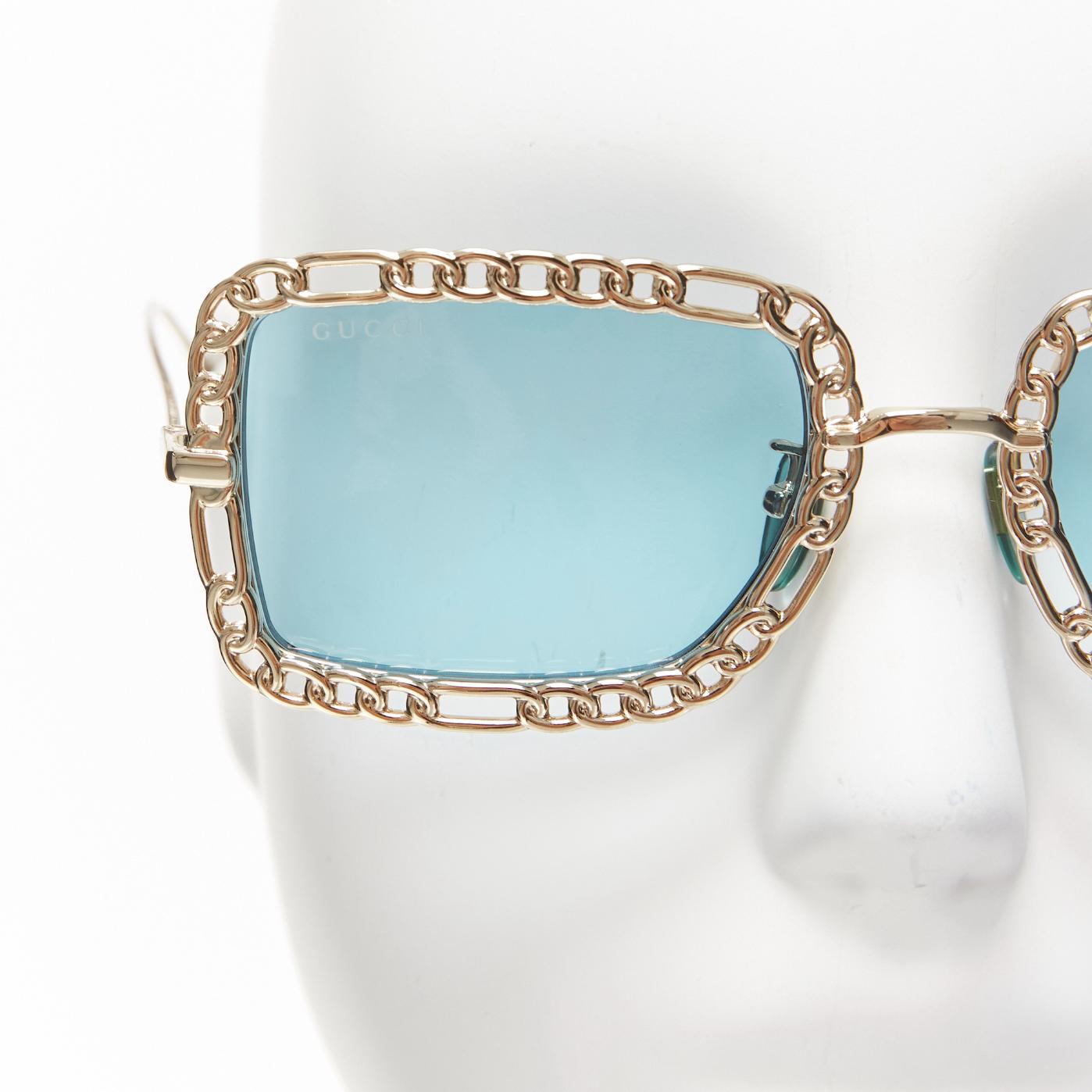GUCCI GG1112S green hue lens logo gold chain trim retro sunglasses
Reference: TGAS/D01034
Brand: Gucci
Designer: Alessandro Michele
Model: GG1112S
Material: Metal
Color: Gold, Green
Pattern: Solid
Lining: Gold Metal
Extra Details: Chain rim