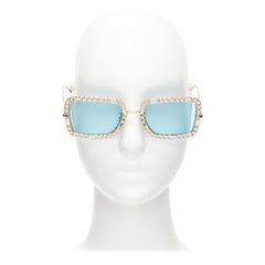 GUCCI GG1112S green hue lens logo gold chain trim retro sunglasses