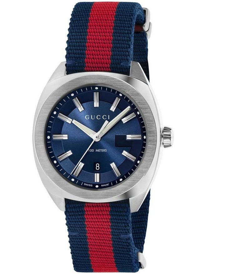 Gucci GG2570 Blue Dial Blue and Red Nylon Men's Watch YA142304 at 1stDibs