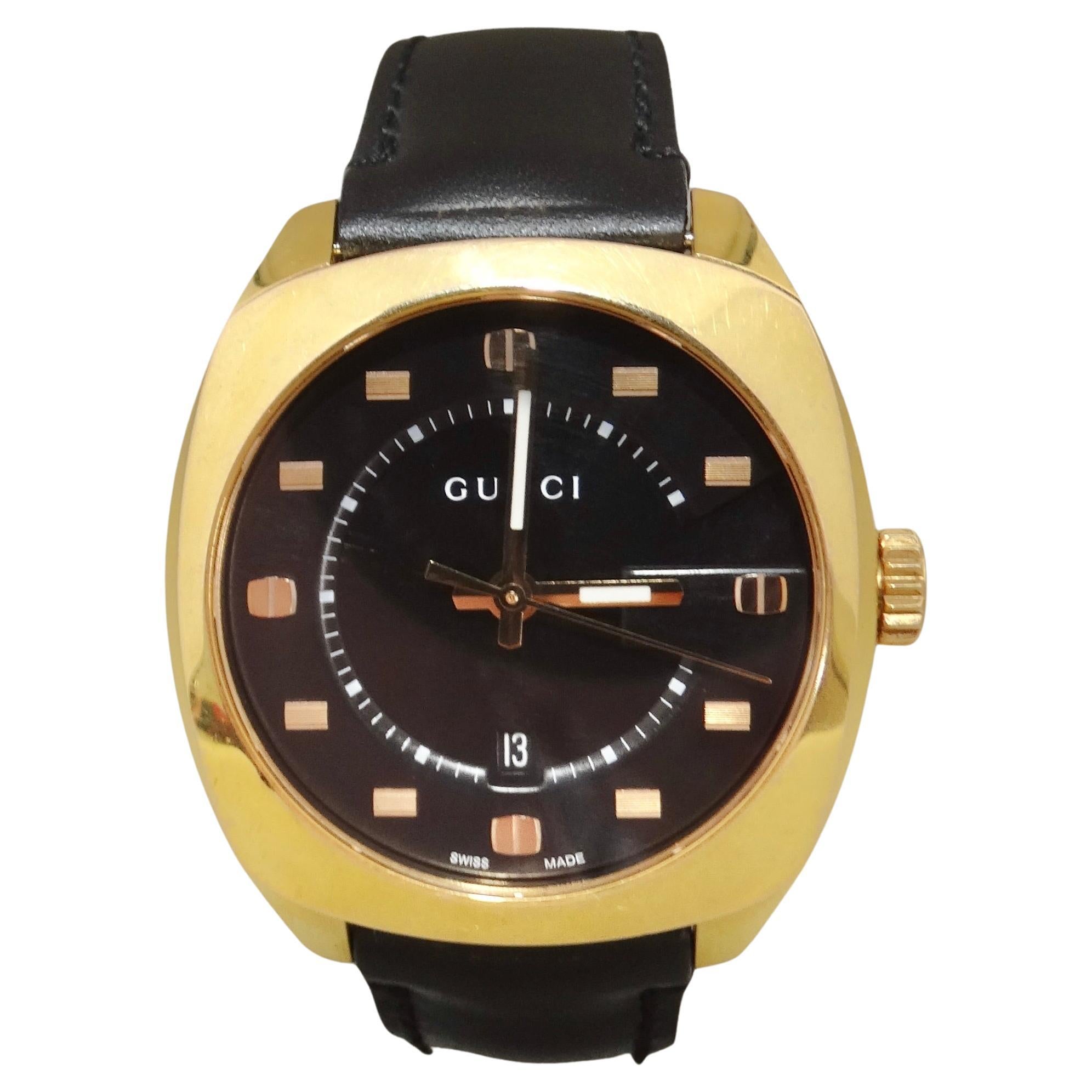 Gucci GG2570 Black Dial Black Leather Strap Watch For Men - YA142310 main image 0