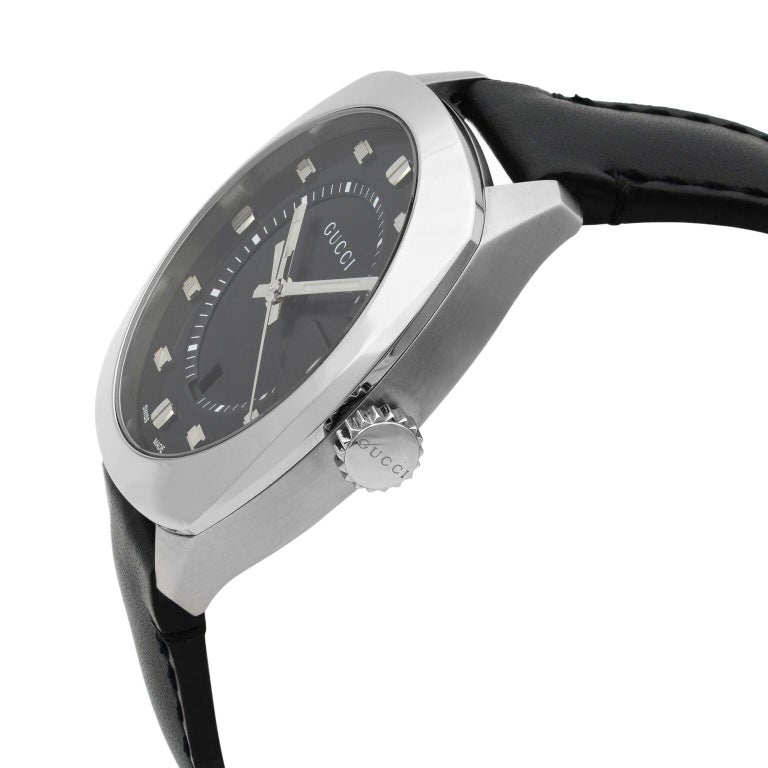 Gucci GG2570 Diamonds Black Dial Silver Steel Strap Watch For Women - YA142503