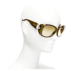 GUCCI GG2951E/S dark green silver GG bamboo buckle side wrap sunglasses