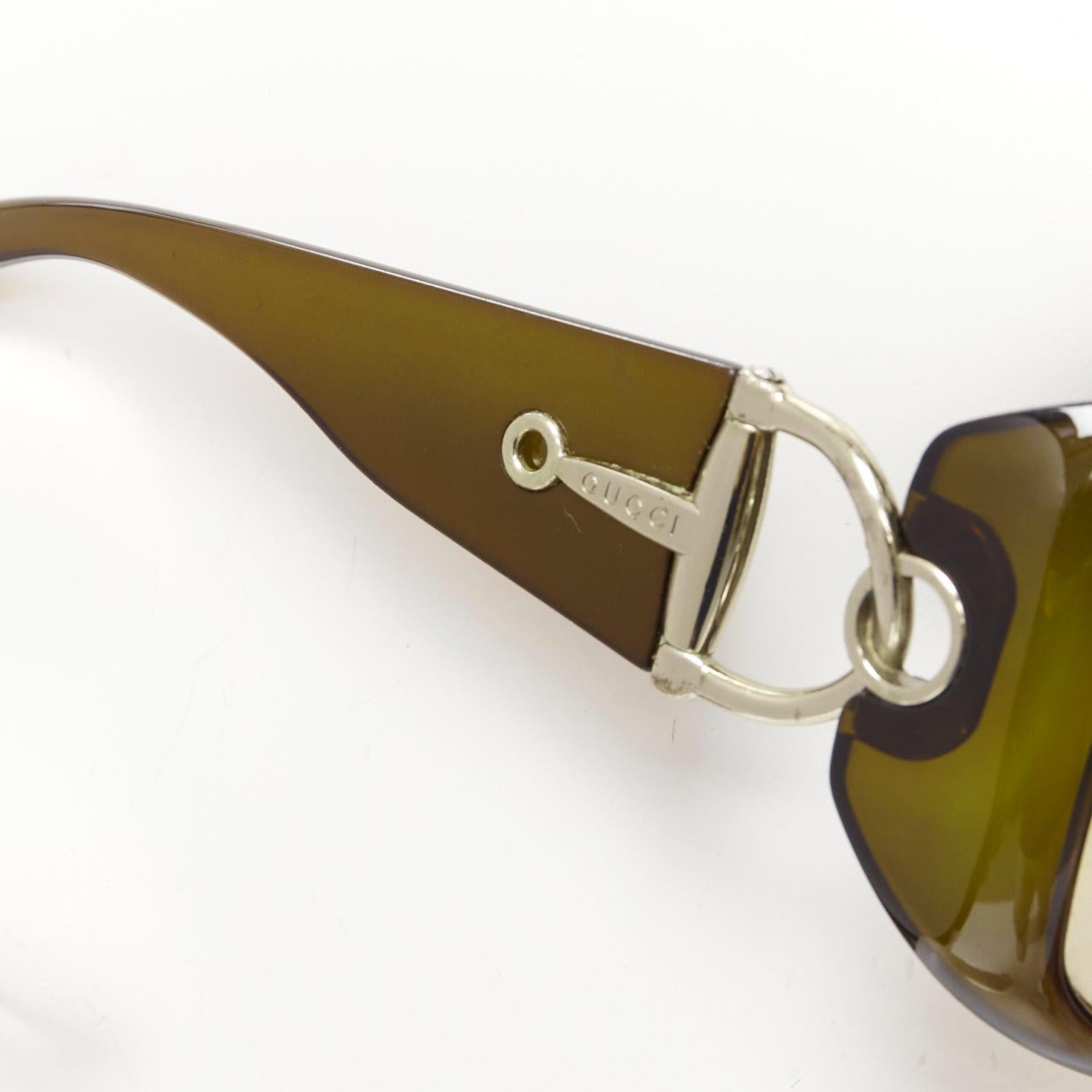 White GUCCI GG2951E/S dark green silver GG bamboo buckle side wrap sunglasses For Sale
