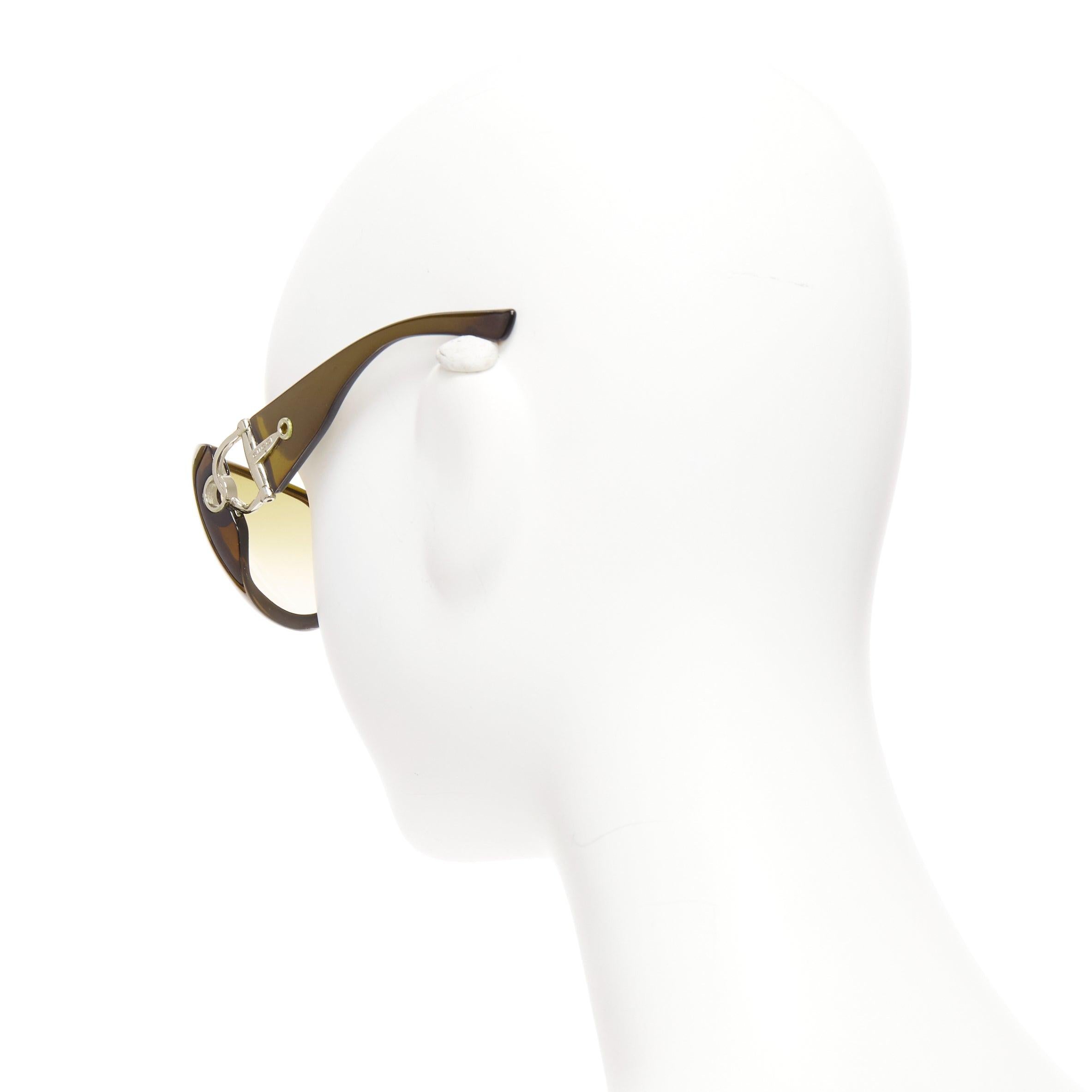 Women's GUCCI GG2951E/S dark green silver GG bamboo buckle side wrap sunglasses For Sale