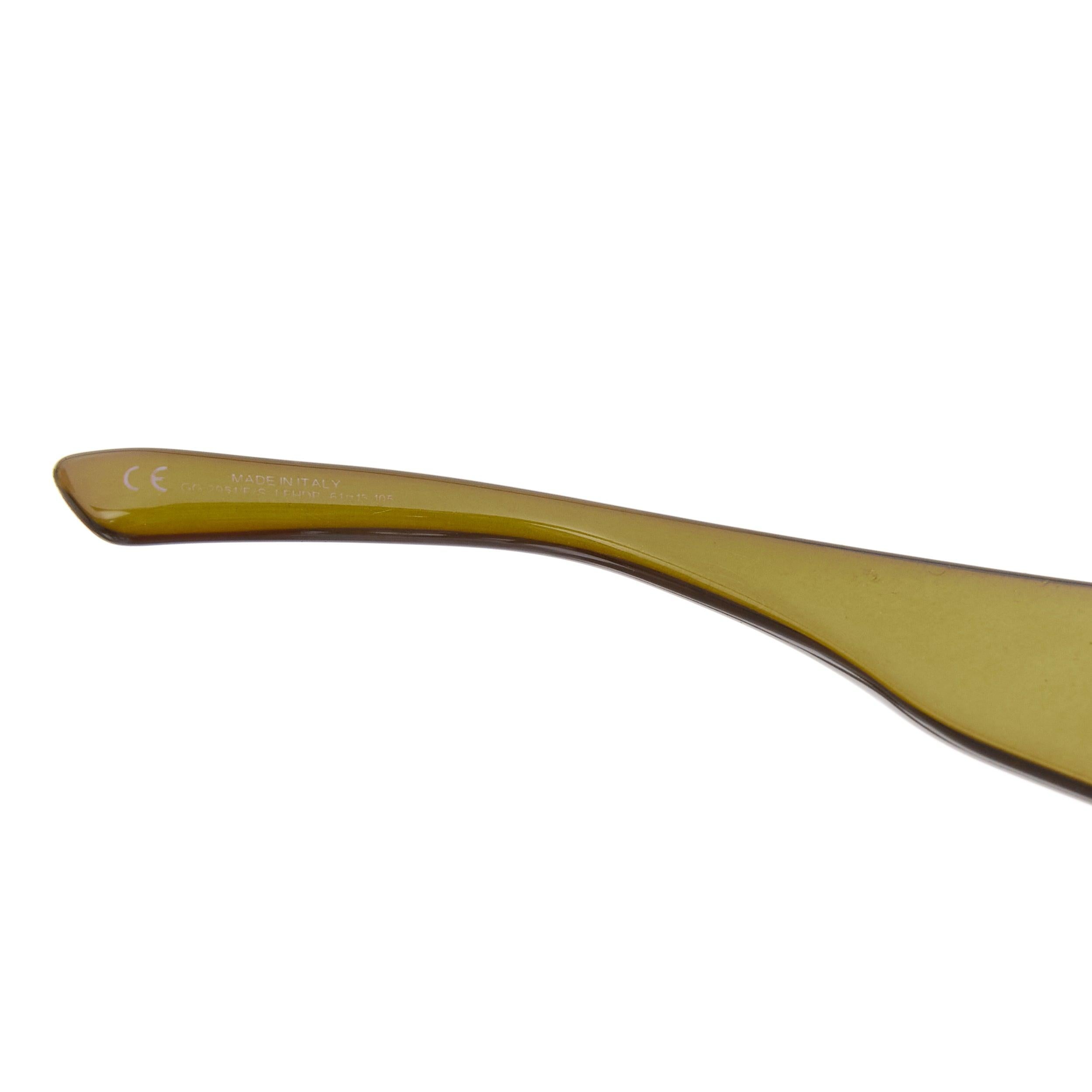 GUCCI GG2951E/S dark green silver GG bamboo buckle side wrap sunglasses For Sale 2