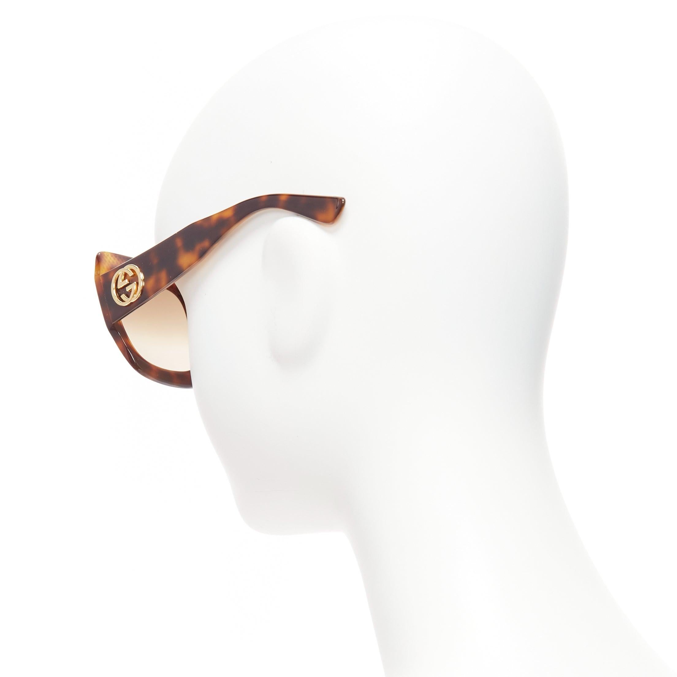 GUCCI GG3861 gold crystal oversized rectangular tortoise sunglasses For Sale 1