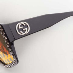 GUCCI GG3870S orange lightning lens square frame star stud sunglasses