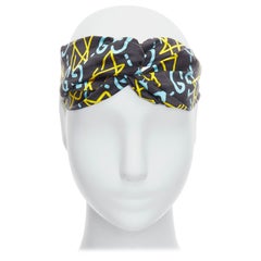 GUCCI Ghost 100 % Seide Graffiti-Stern Monogramm Druck Twist Stirnband