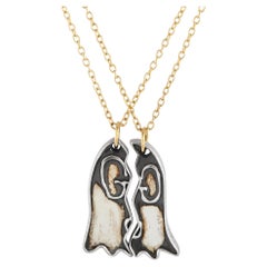 Gucci Ghost 18K Yellow Gold and Silver Matching Pair Necklace GU08-100223