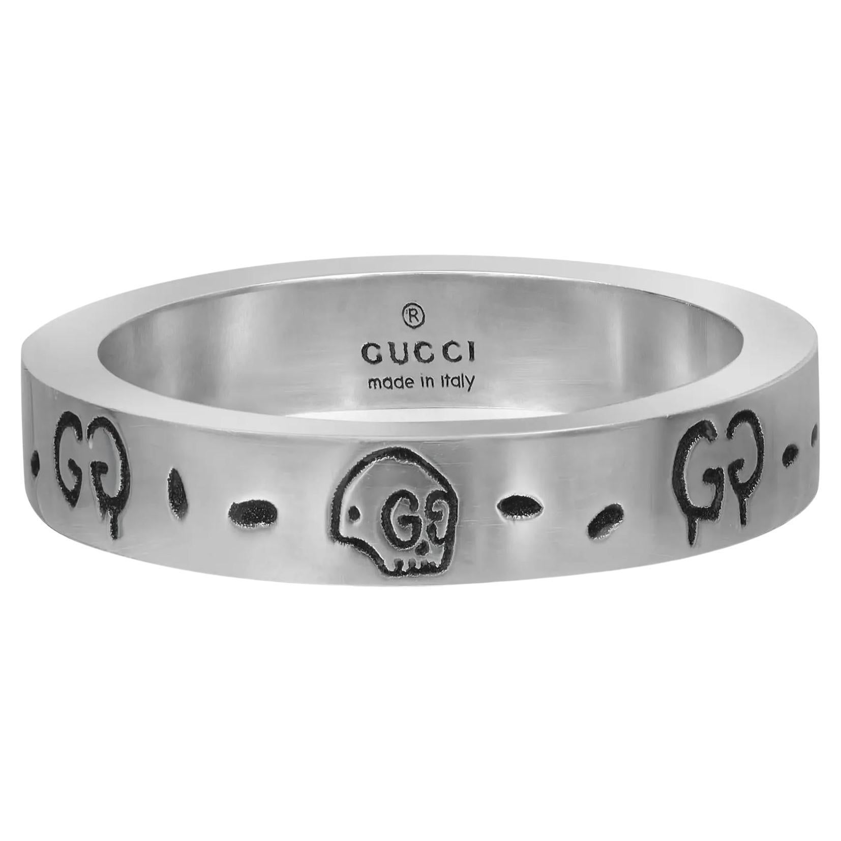 Gucci Ghost Band Ring 925 Sterling Silver US 6.75 For Sale at 1stDibs