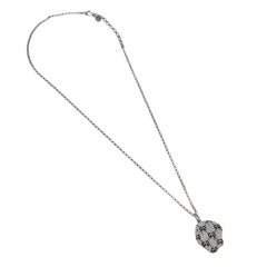 Gucci Ghost Black Enamel Skull Sterling Silver Necklace