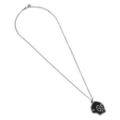 Gucci Ghost Black Enamel Skull Sterling Silver Necklace