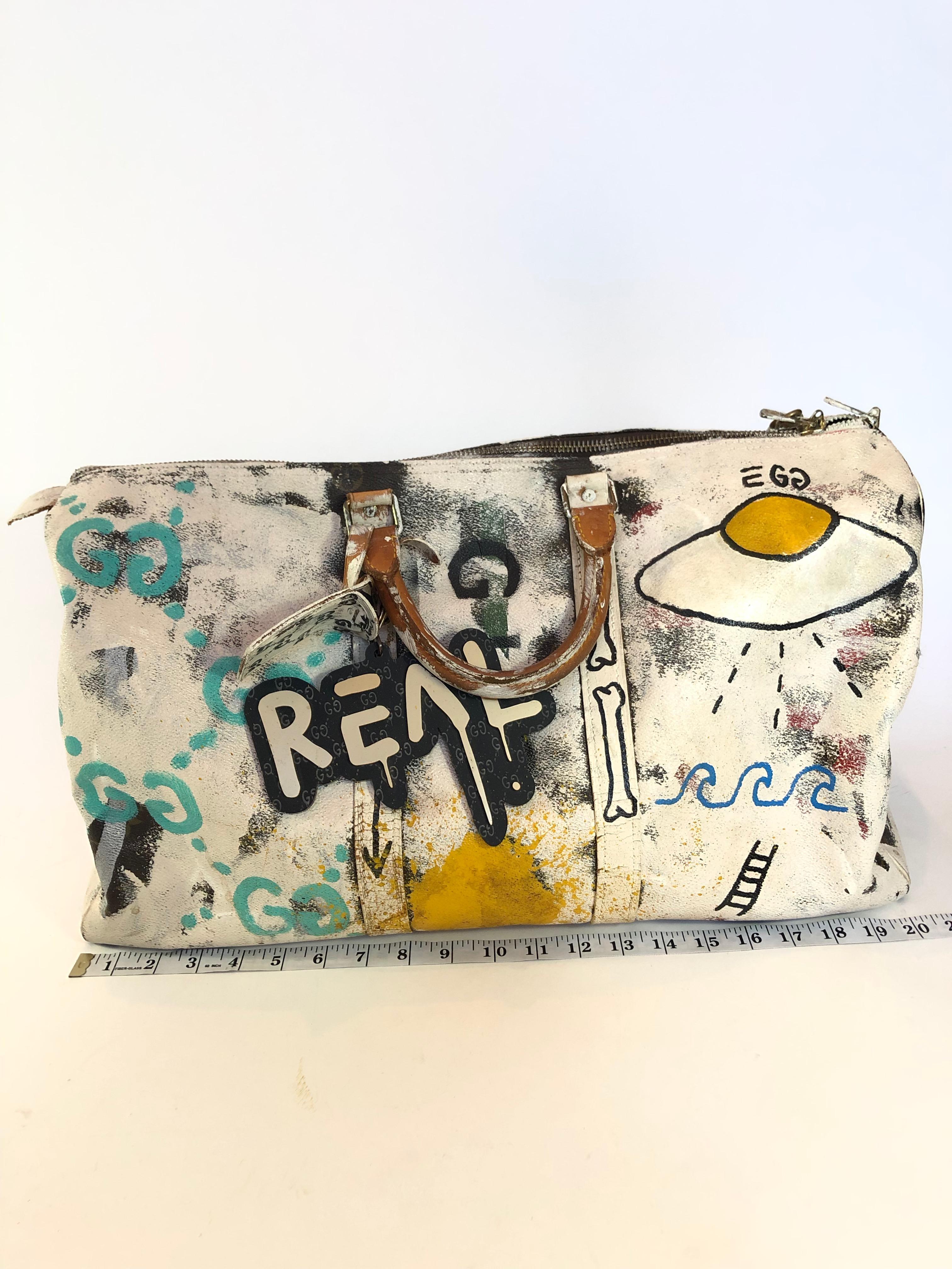 Gucci Ghost Original Hand Painted One of A Kind Louie Vuitton Duffel Bag 4
