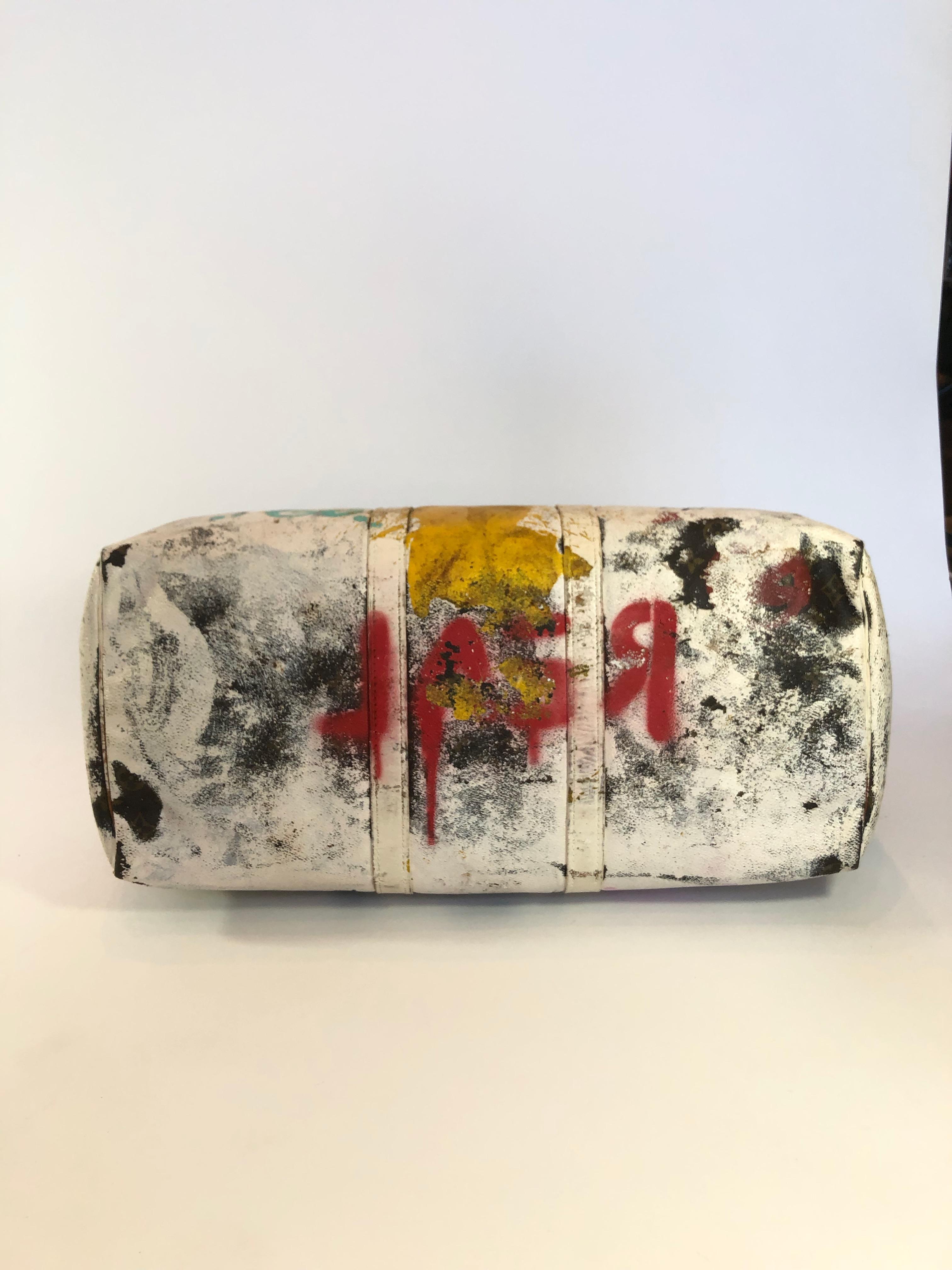 Women's or Men's Gucci Ghost Original Hand Painted One of A Kind Louie Vuitton Duffel Bag