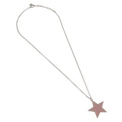 Gucci Ghost Pink Enamel Star Sterling Silver Necklace