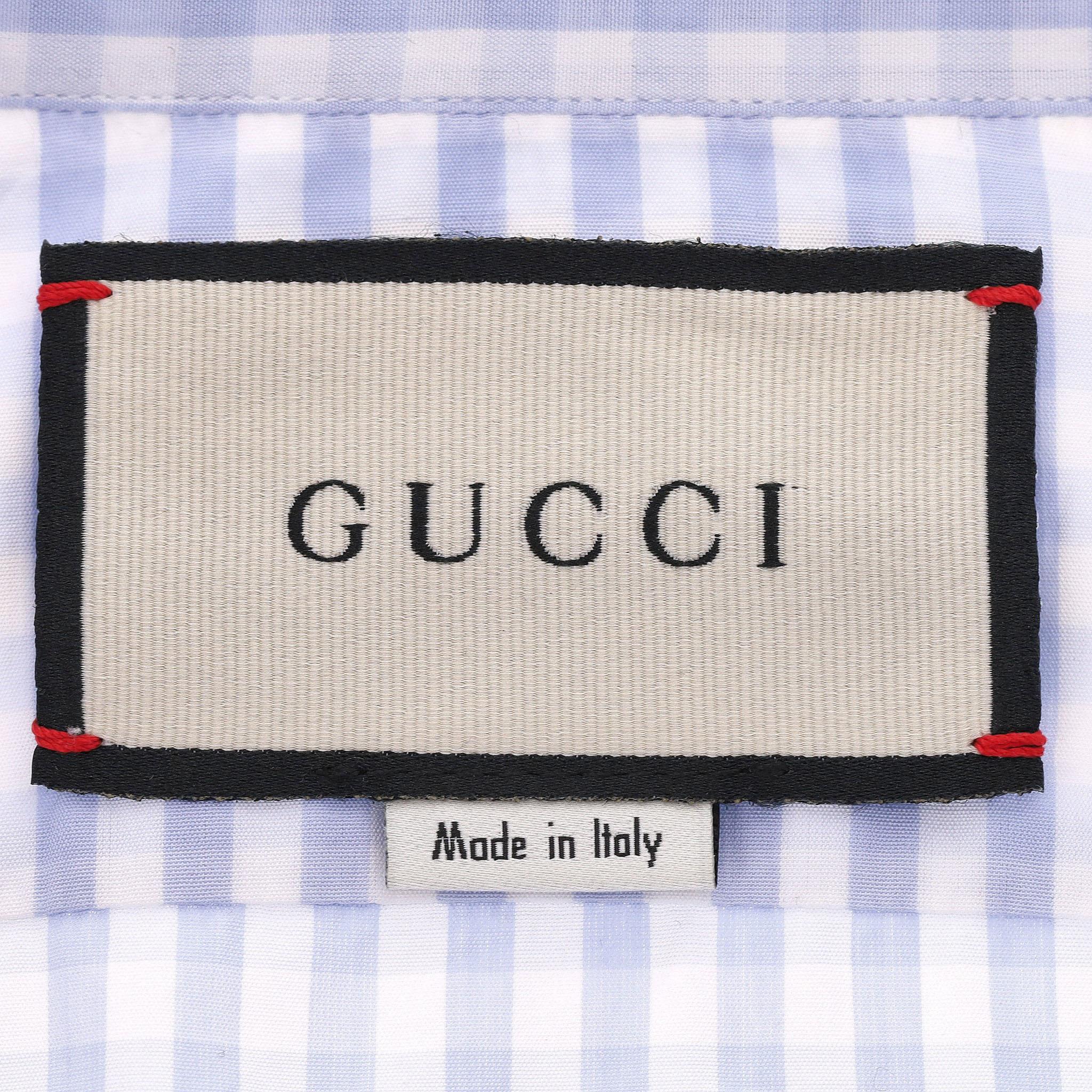 Men's Gucci Gingham Cotton Shirt For Sale