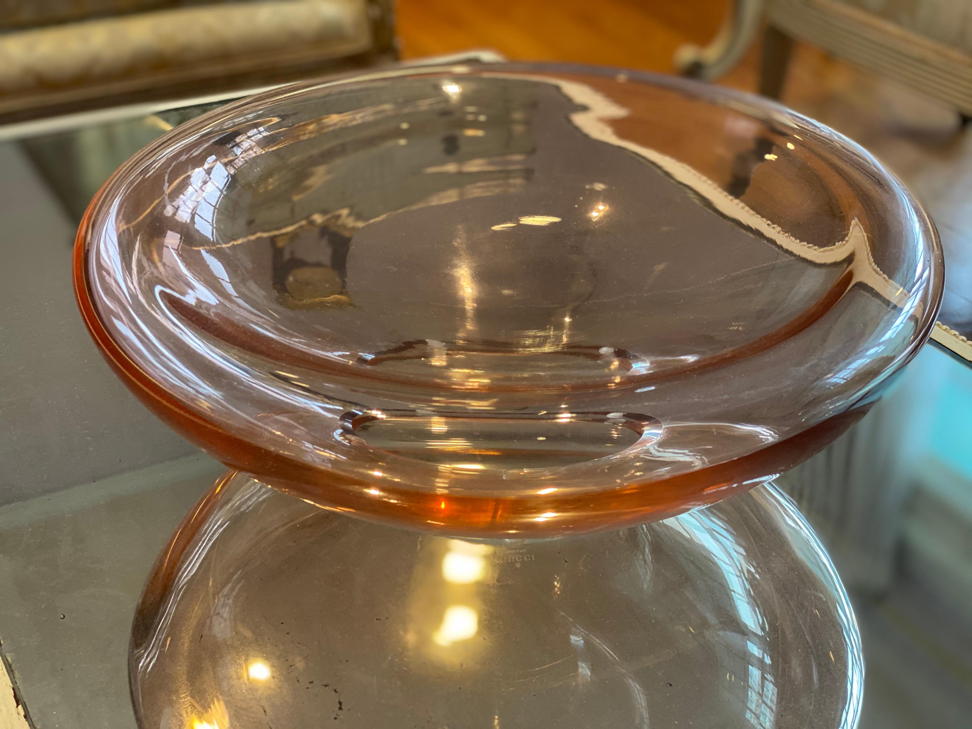 Italian Gucci Glass Bowl in Rose Color For Sale