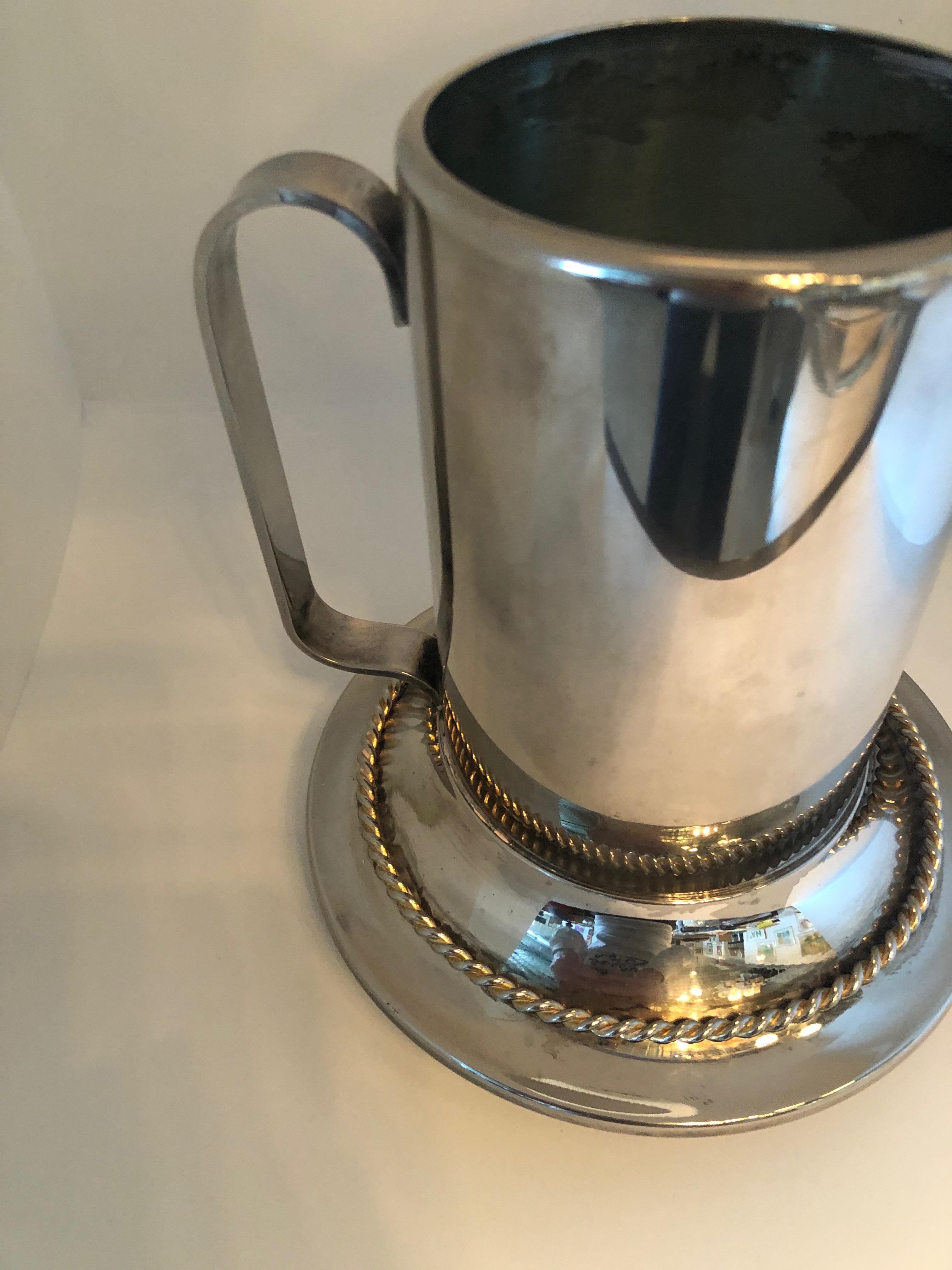 Gucci Glass Encased in Silver-Plate Nautical Martini Pitcher and Long Spoon In Good Condition For Sale In Houston, TX