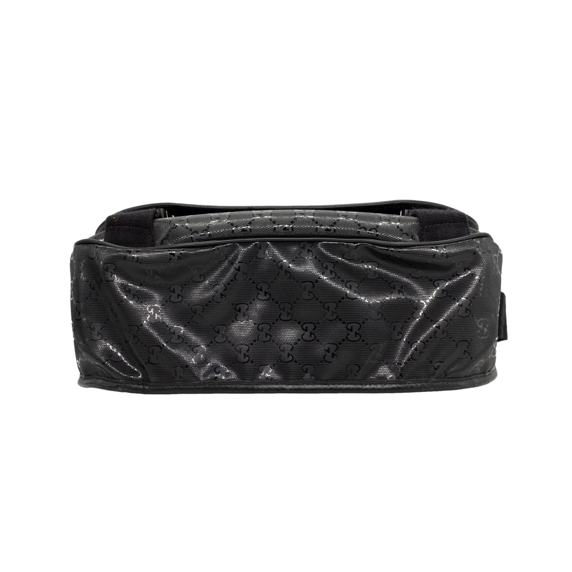 Gucci Glazed Black GG Supreme Canvas Medium Crossbody Unisex Messenger Bag im Angebot 1