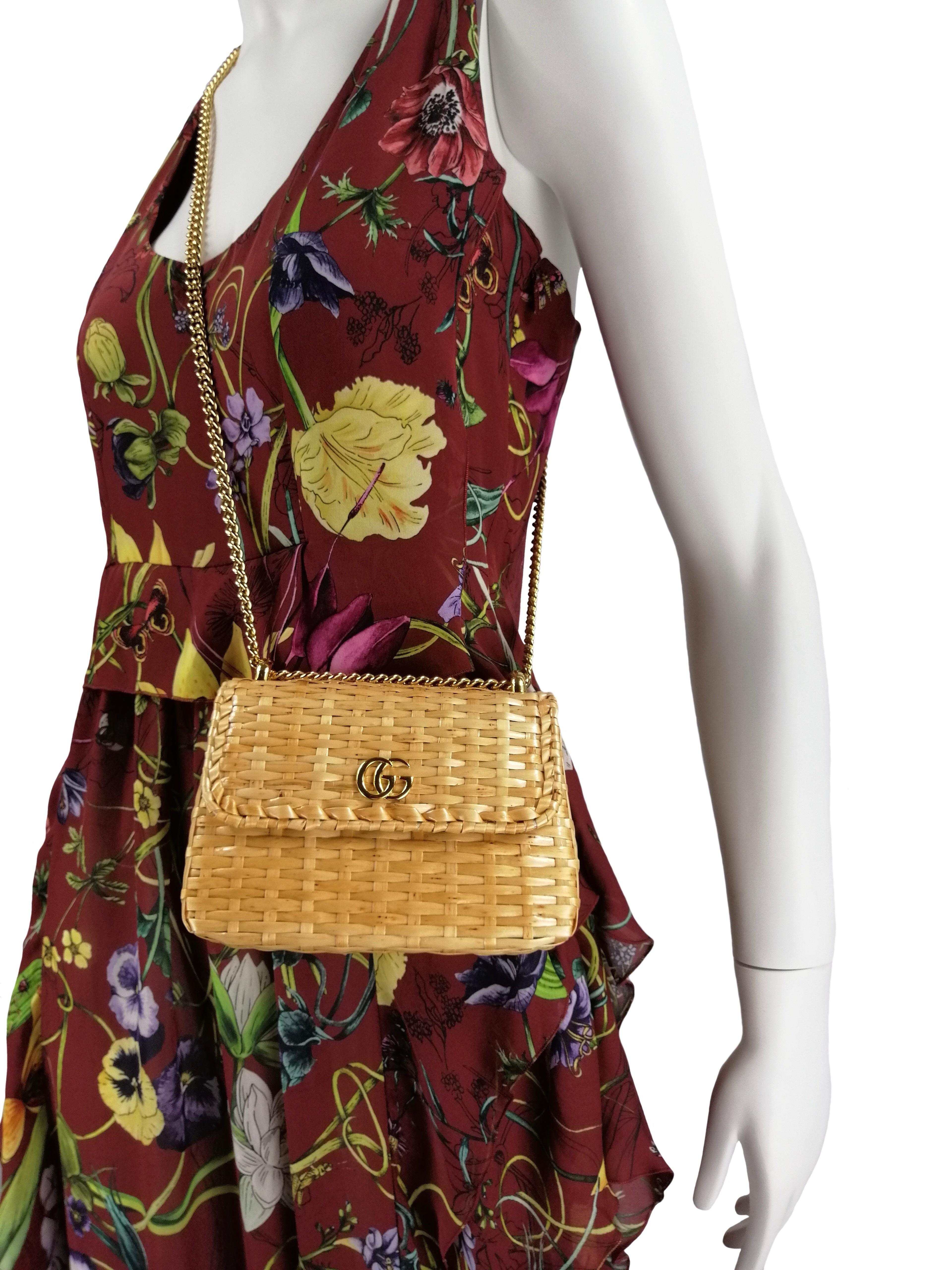 GUCCI  glazed wicker mini  cestino shoulder bag natural 2