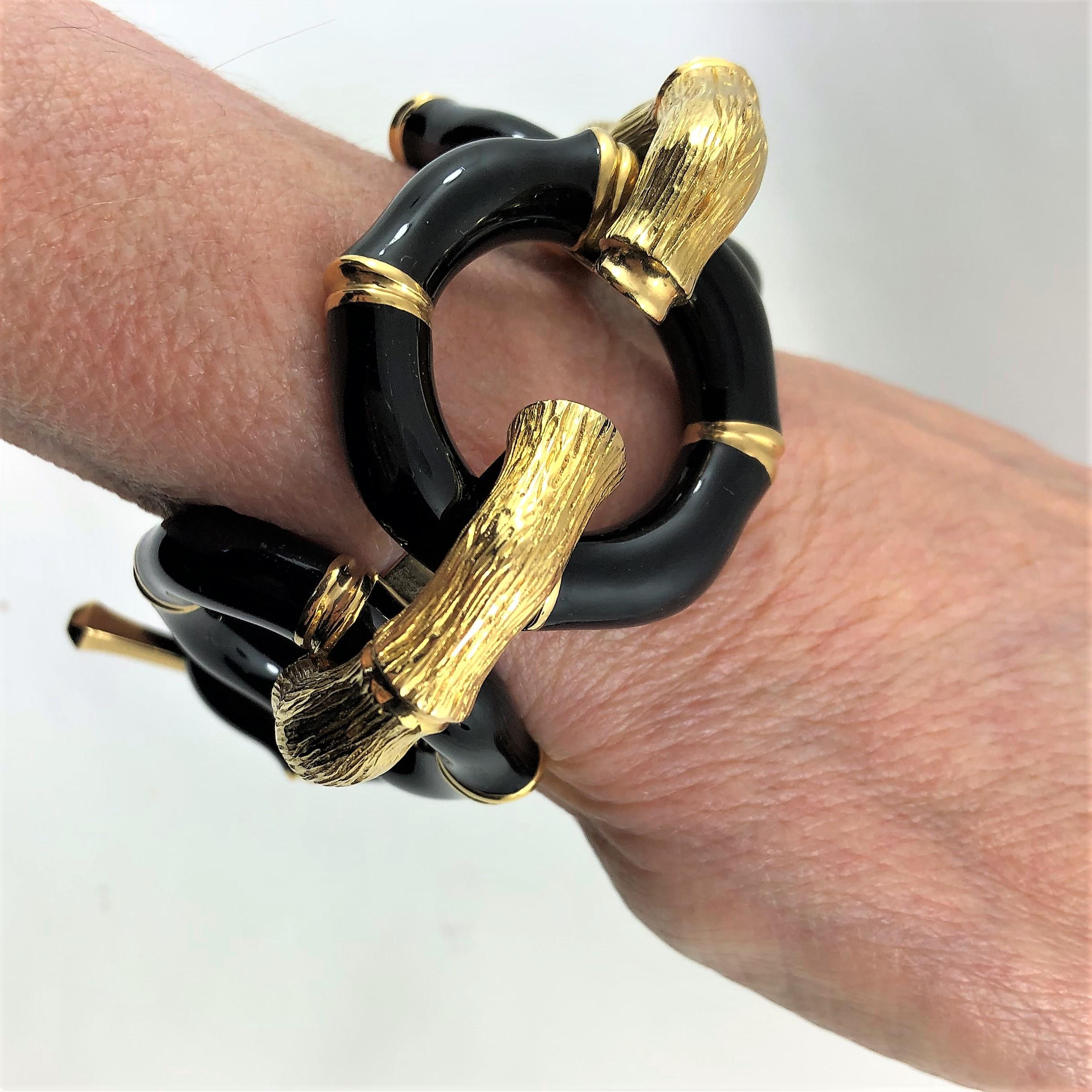 Gucci Gold and Black Resin Bamboo Toggle Bracelet 1