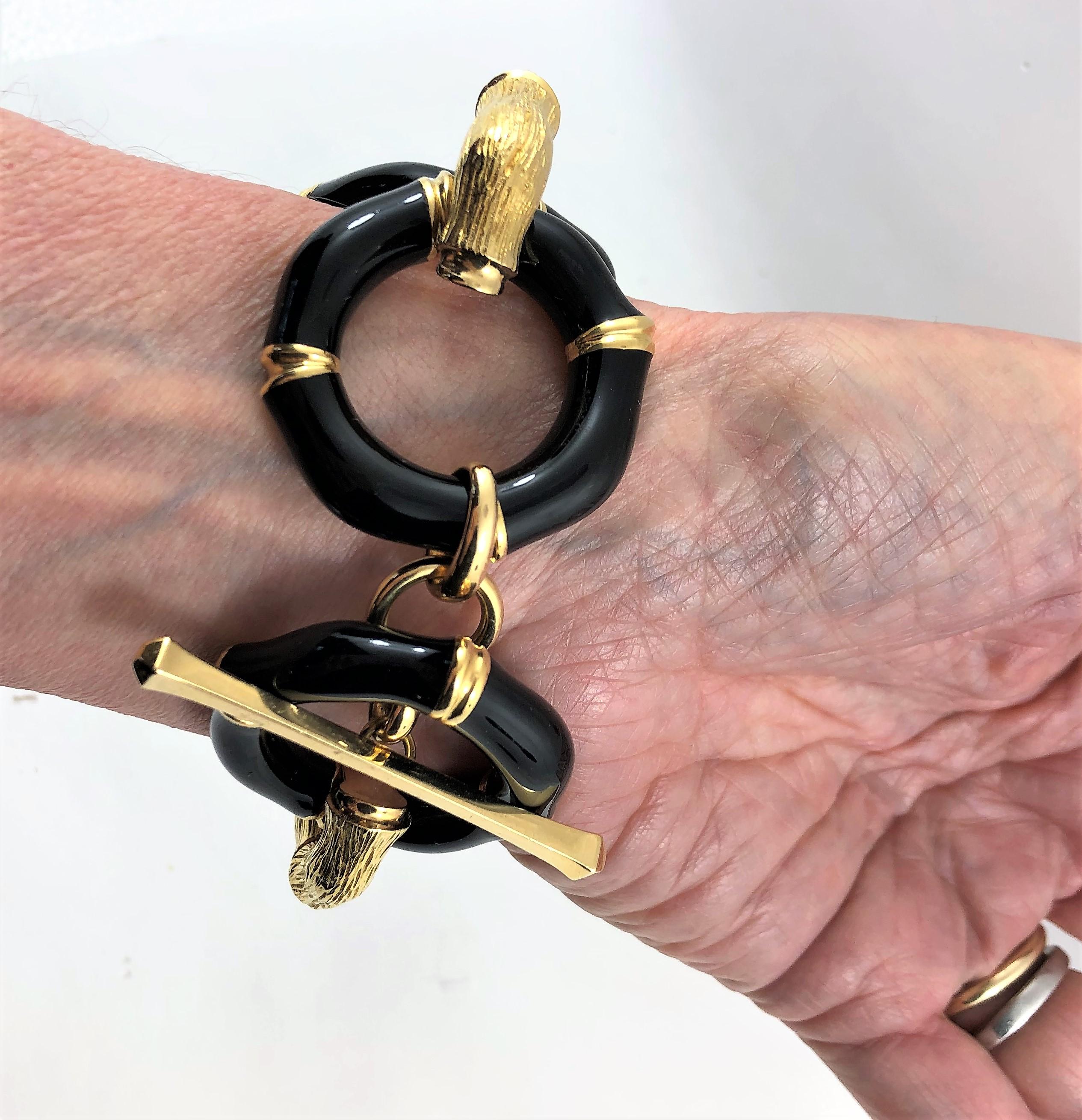 Gucci Gold and Black Resin Bamboo Toggle Bracelet 2