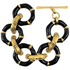 Gucci Gold and Black Resin Bamboo Toggle Bracelet