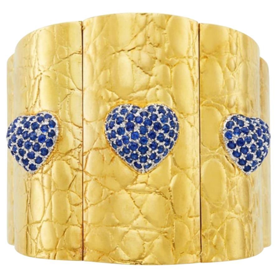 Gucci Gold and Sapphire Heart Bracelet