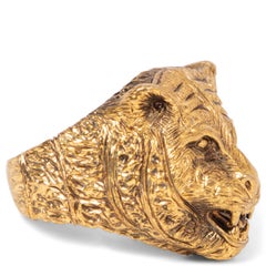 GUCCI Gold ANGER GARDEN FELINE HEAD Ring 10