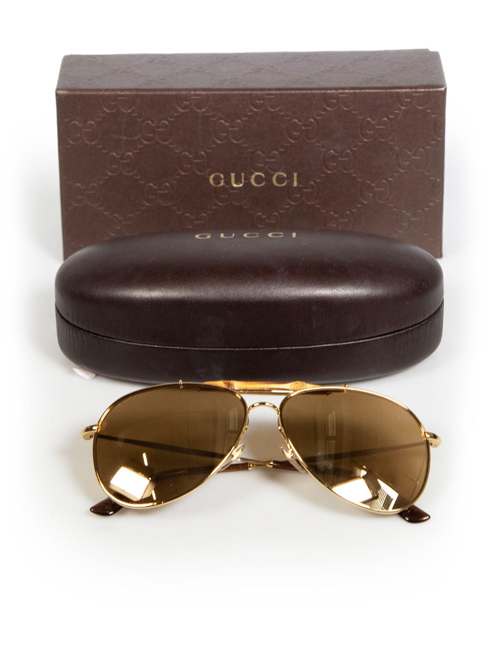 Gucci Gold Aviator Bamboo Sunglasses 4