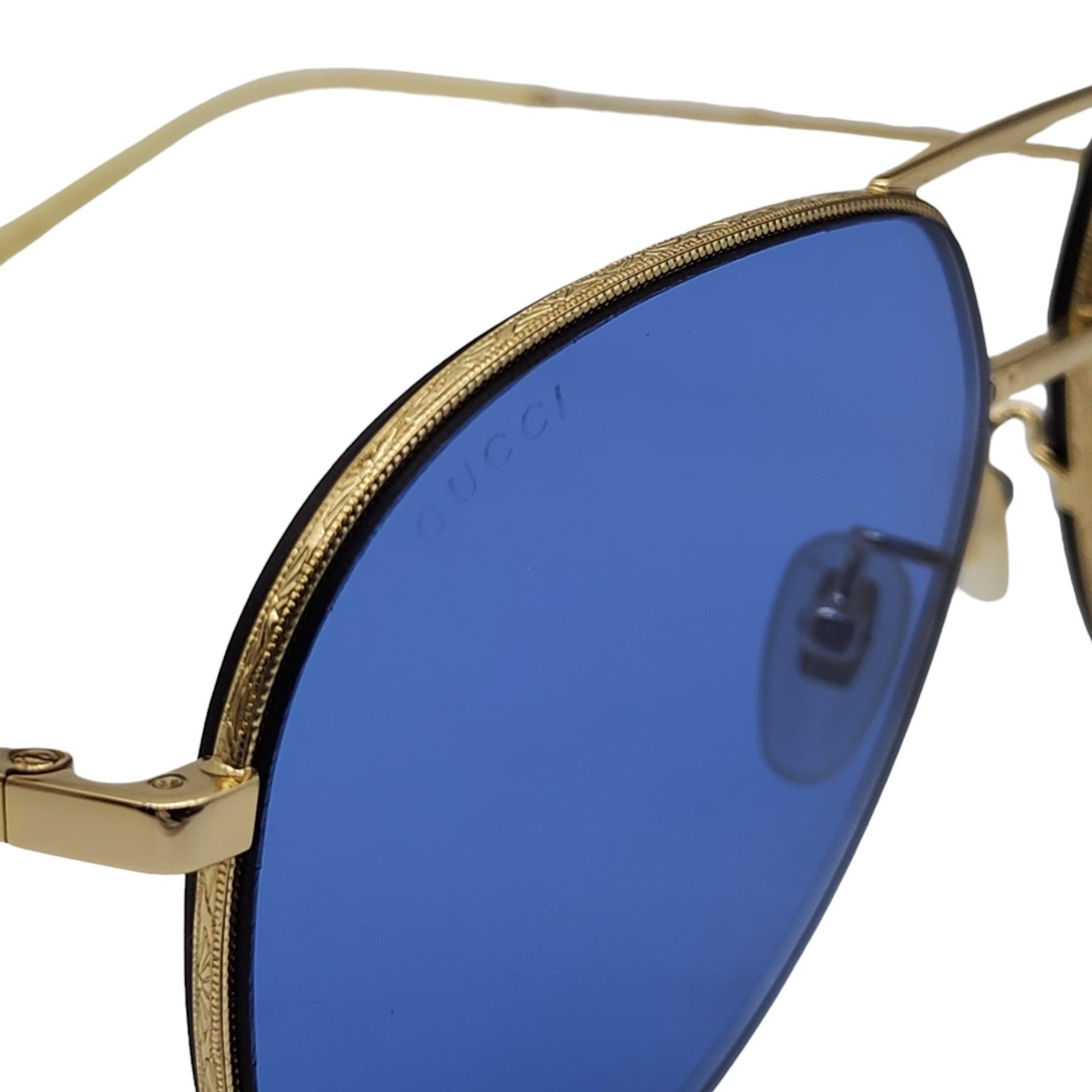 Blue Gucci Gold Aviator Sunglasses For Sale