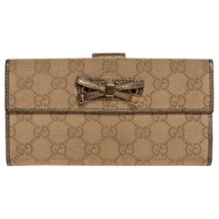 Gucci Gold/Beige GG Canvas and Leather Princy Continental Wallet