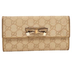 Gucci Gold/Beige GG Canvas and Leather Princy Continental Wallet