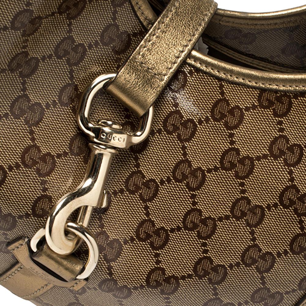 Gucci Medium Joy Umhängetasche aus Segeltuch und Leder in Gold/Beige mit GG-Kristall 6