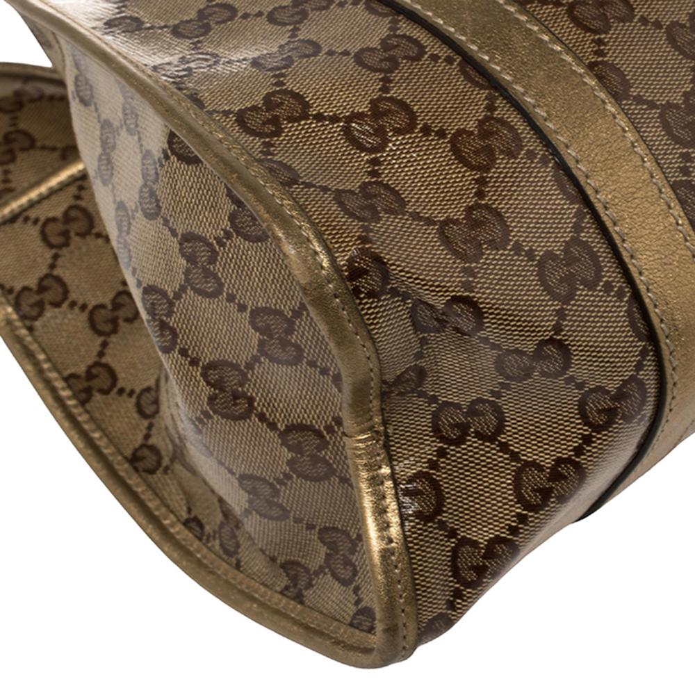 Gucci Medium Joy Umhängetasche aus Segeltuch und Leder in Gold/Beige mit GG-Kristall 7